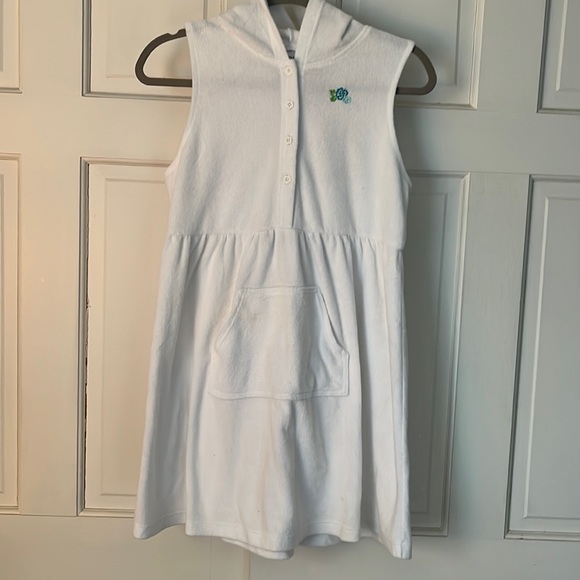 Girls summer white hooded terry cover up. - Picture 1 of 5